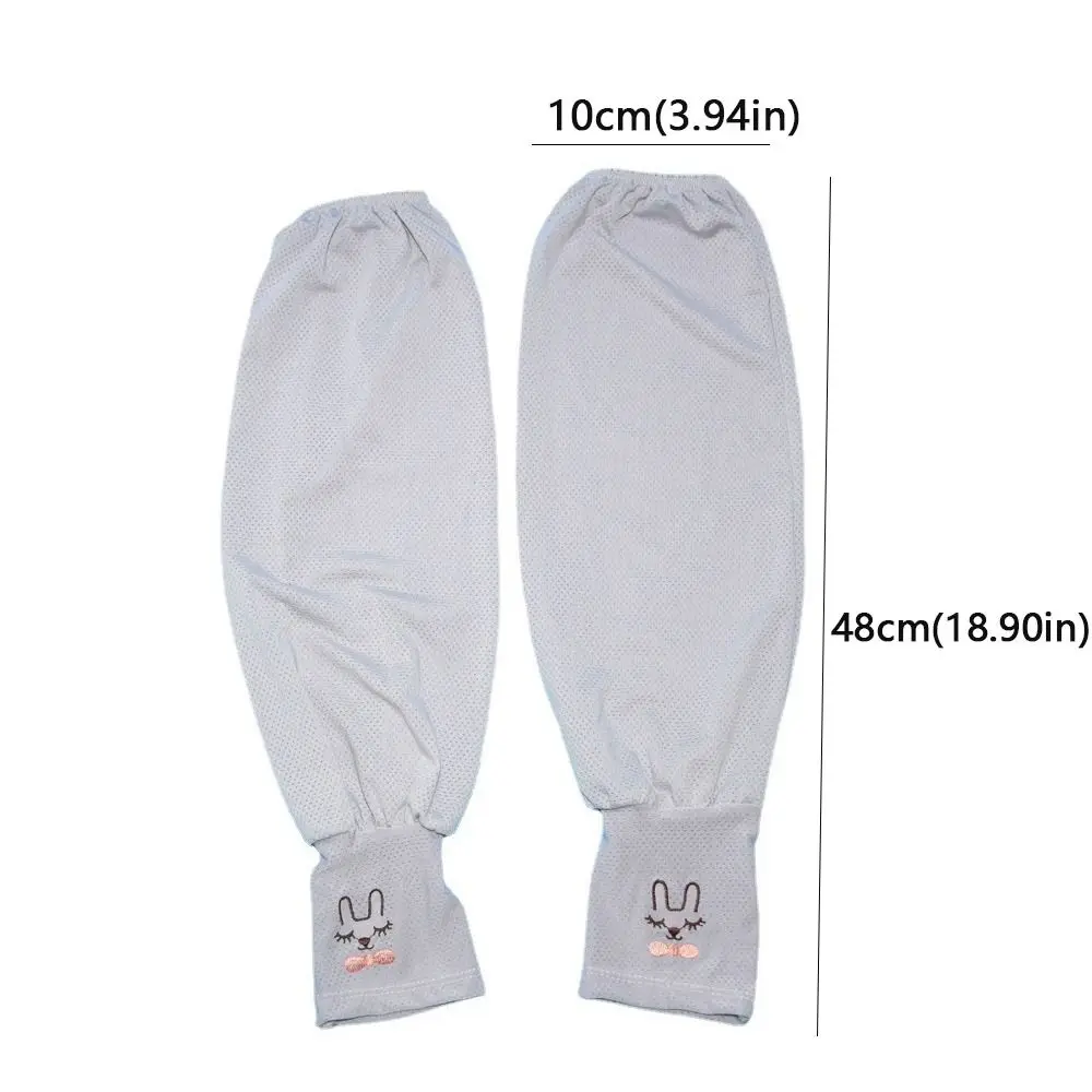 Summer Ice Silk Ice Silk Sun Protection Sleeves Loose Fit UV Protection Rabbit Ice Sleeves Rabbit Embroidery Pattern