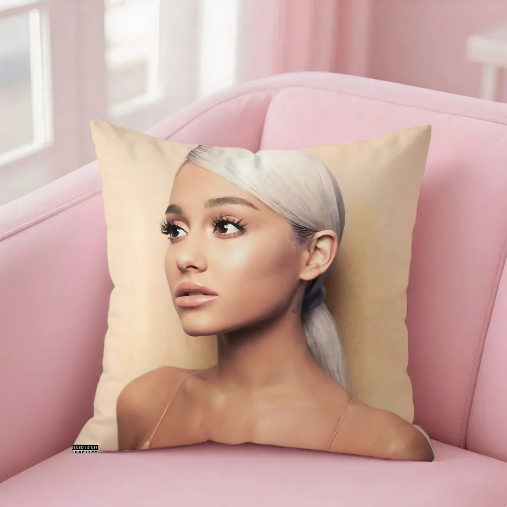 Singer A-Ariana G-Grande Hot Album Pillow Case Square Double-Sided Printing Short Plush Sofa Cushion Cover Bedroom Bedside