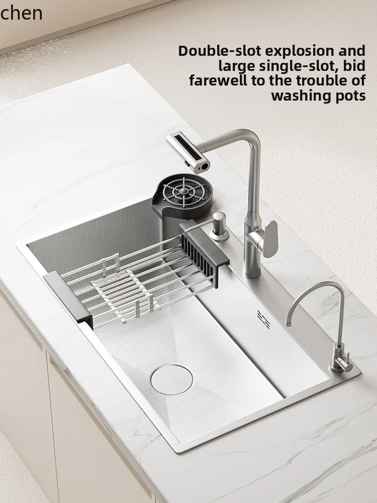 

QZT Double Sink Modified to Large Single Sink Stainless SteeVegetable Washing Basin Thickened Large Dishwashing Sink