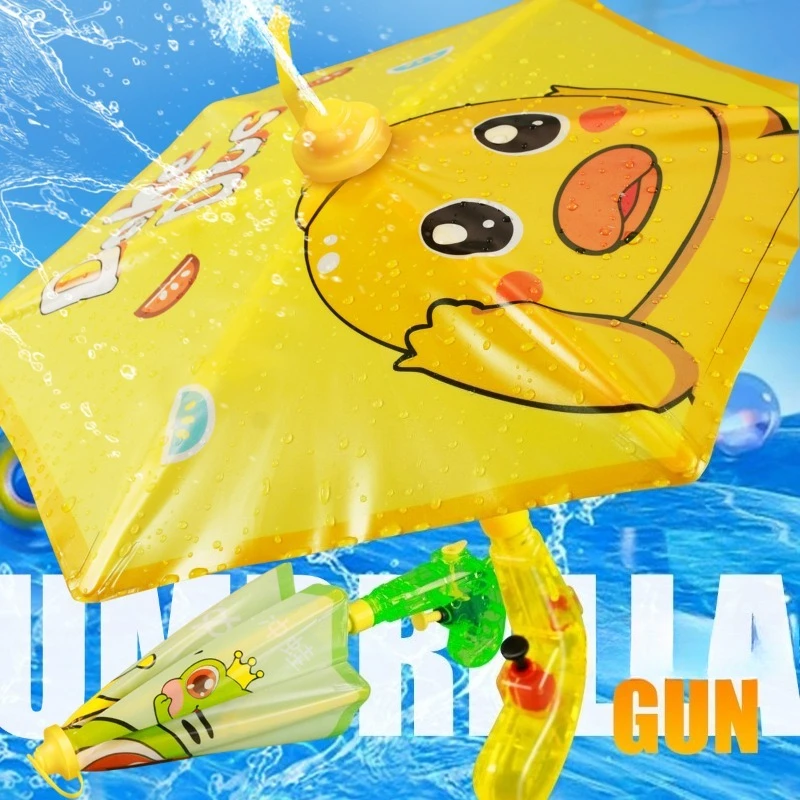 

Мультяшный водный пистолет-зонтик с принтами уток и динозавров, портативный, компактный, для игр на улице, интерактивная игрушка для малышей