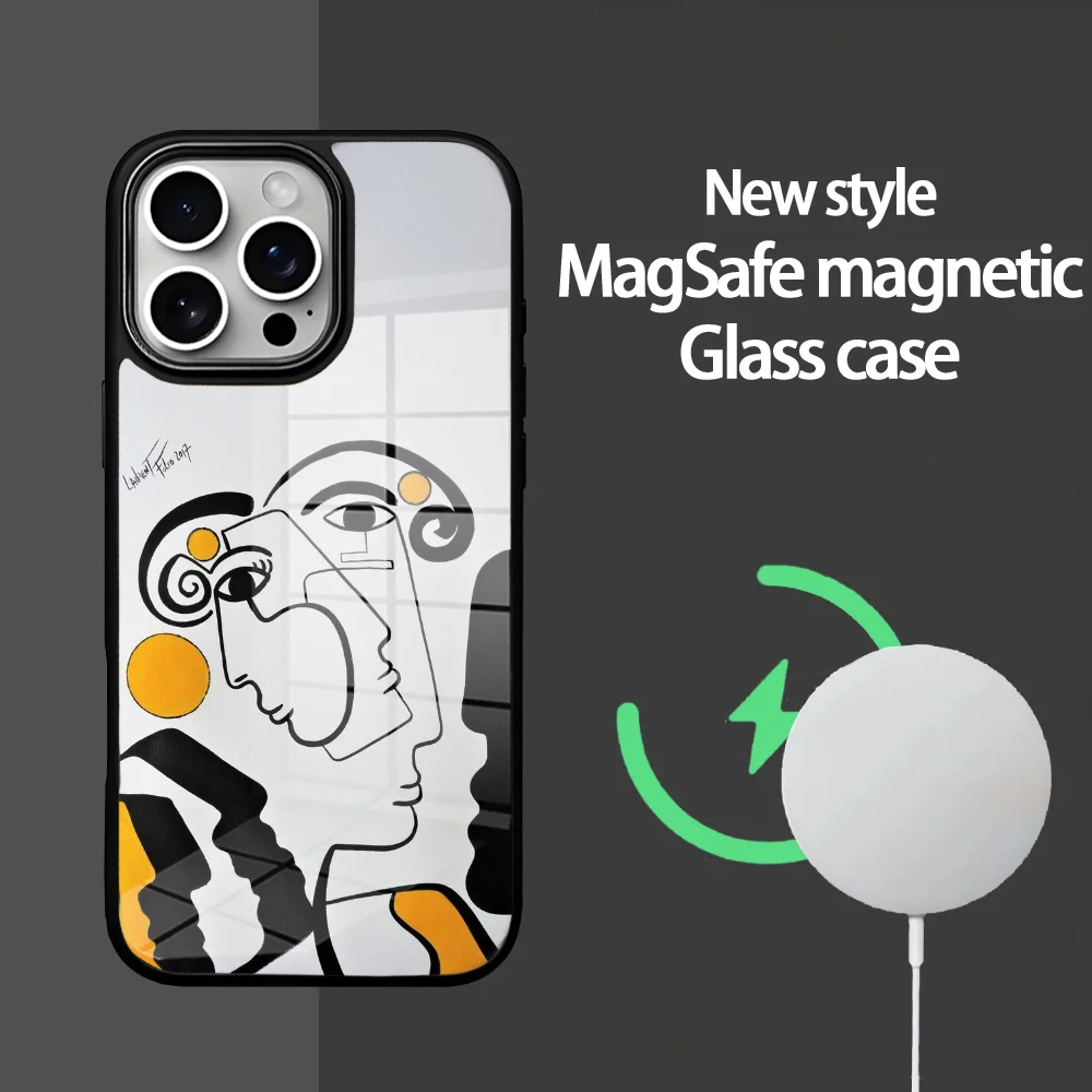 

P-Pablo Picasso Paintings Phone Case For IPhone 16 15 14 13 12 11 Pro Max Plus Mini Magsafe Mirror Wireless Magnetic Cover