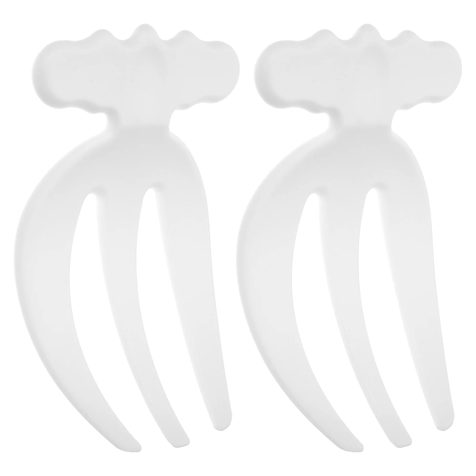 2 Pcs Salad Hands for Serving Fork Claws Plastic Fruit Bowl White Fettuccine Pasta