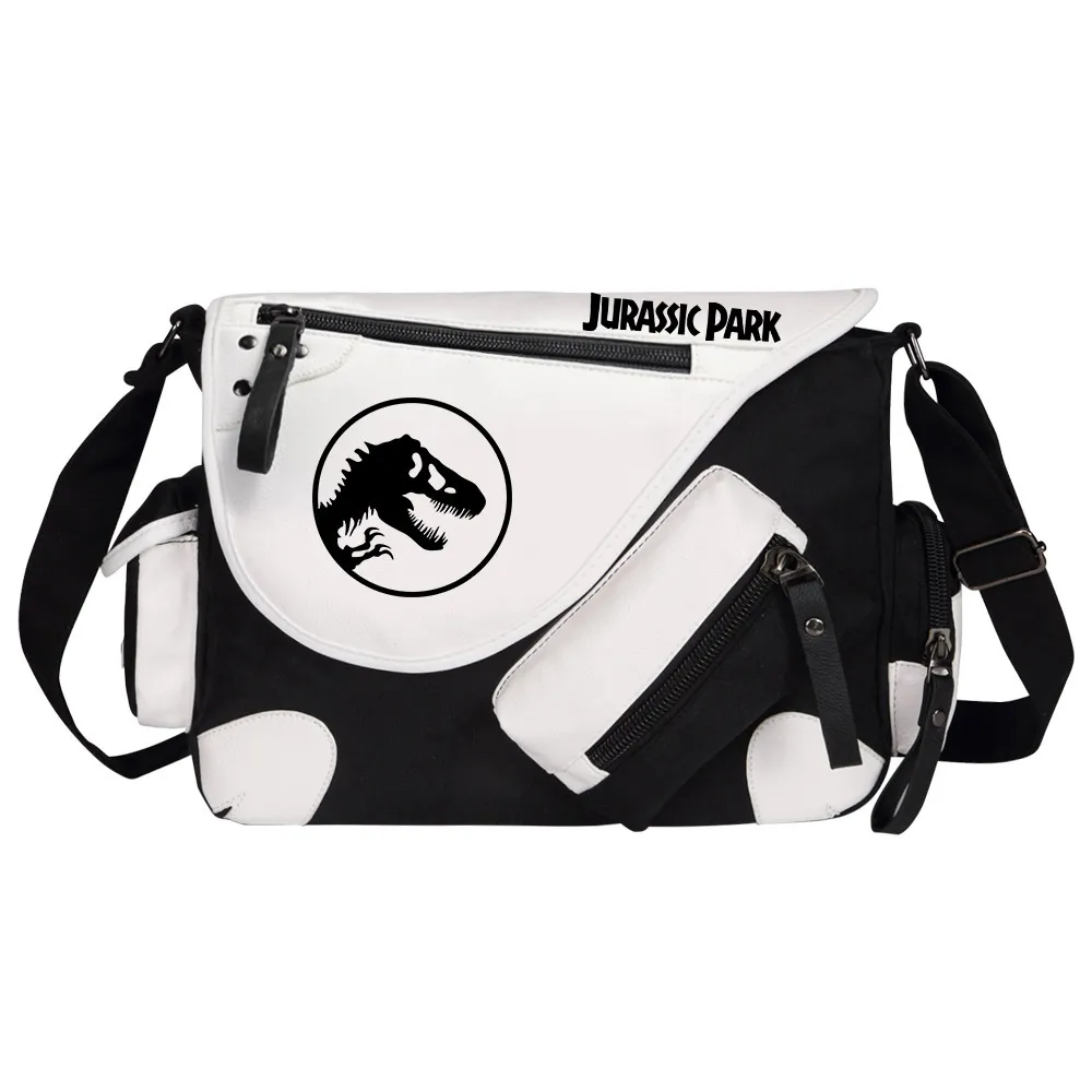 Dinosaurio Jurassic Park World mujeres lona Casual bolso de hombro con cremallera hombres bolsos cruzados niños niñas niños mochilas escolares bolsa de mensajero