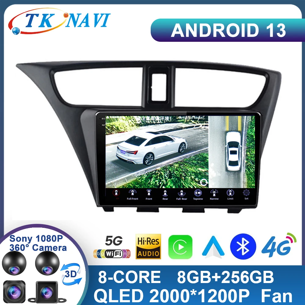 

Android 13 For Honda CIVIC Hatchback 2012 - 2017 Car Radio Multimedia Video Player Navigation GPS Stereo HU WIFI No 2 Din 2din