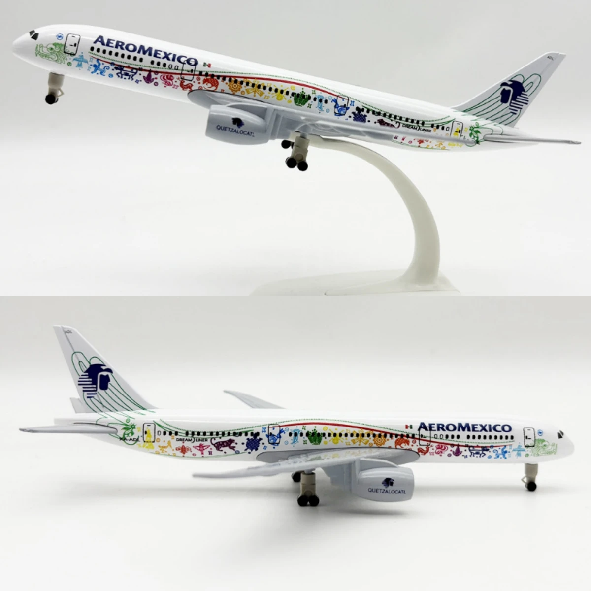 B787 Mexico Airbus Metal Die-Cast Aircraft Model 20cm with Base Exclusive Alloy Model Kit for Aviation Enthusiasts and Collector