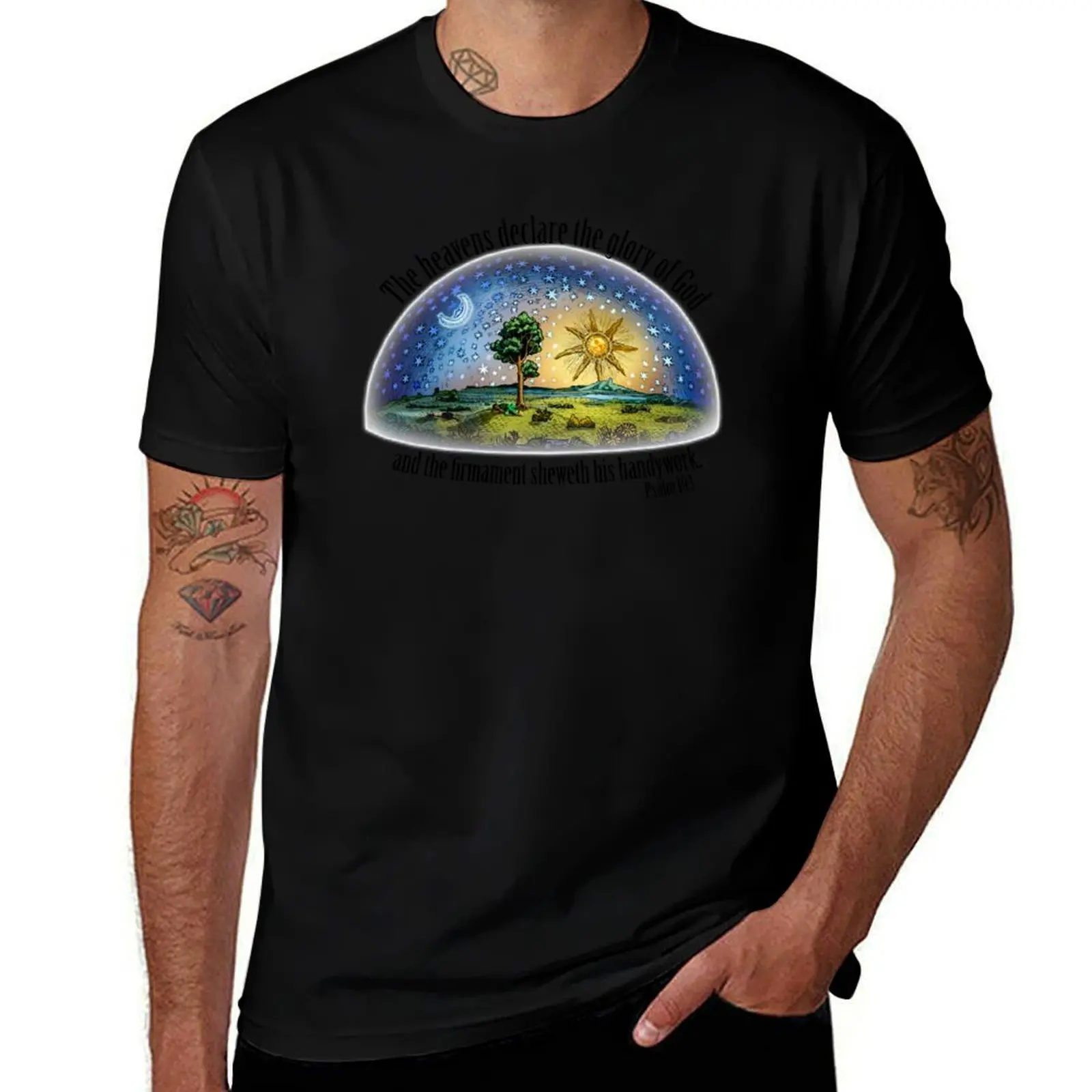 

Flat Earth - Psalm 19:1 (The Firmament) White T-Shirt t shirts for man pack white man t shirts cotton T-Shirt