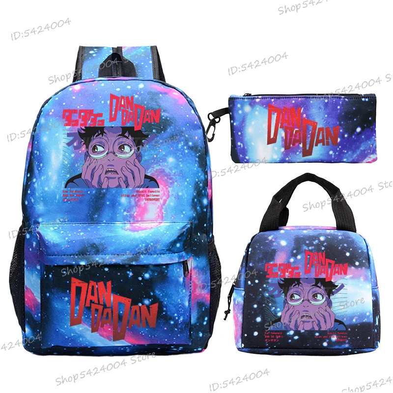 Funny Dandadan 3Pcs/set Backpacks with Pencil Case Lunch Bags Harajuku Anime School Bag Teenager Boys Girls Laptop Rucksack