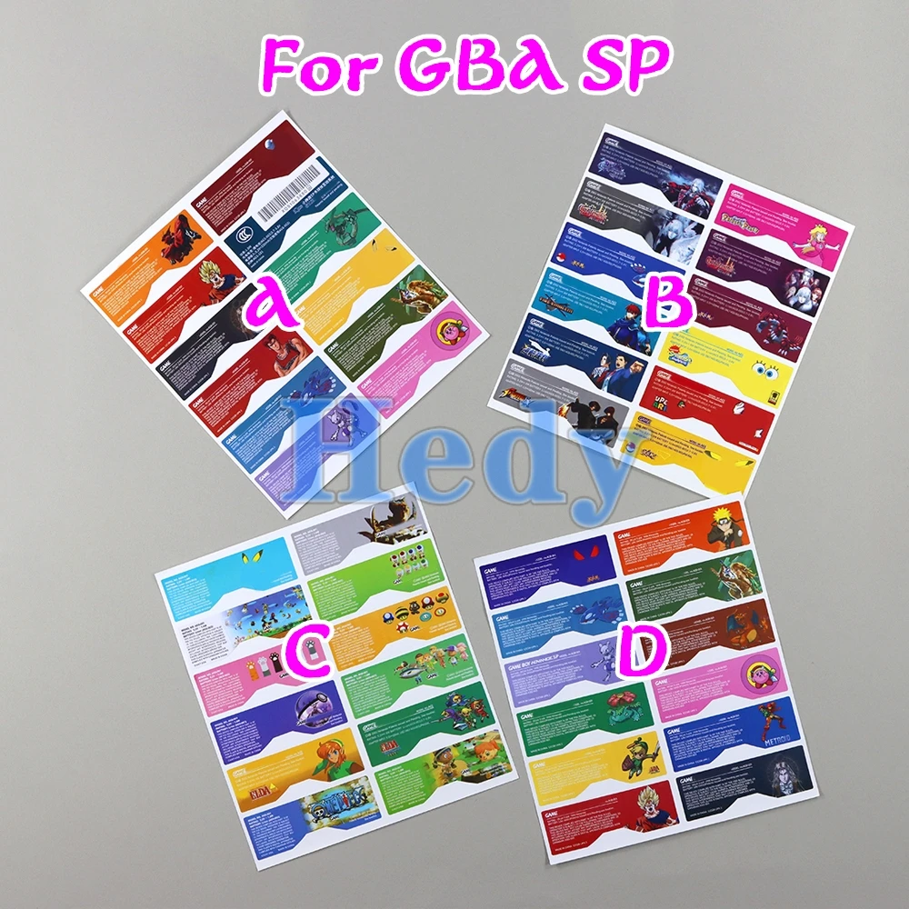 5sets For Gameboy Advance SP For GBA SP GBA Console Game Theme Sticker Lables Set Black Label Stickers For Game Boy Color GBC