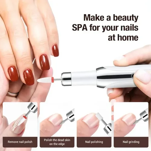 Imagen 2 del producto Juego de máquina perforadora de uñas eléctrica, equipo de pulido de pedicura, molino para esmalte de uñas de Gel, herramienta profesional de pulido de uñas