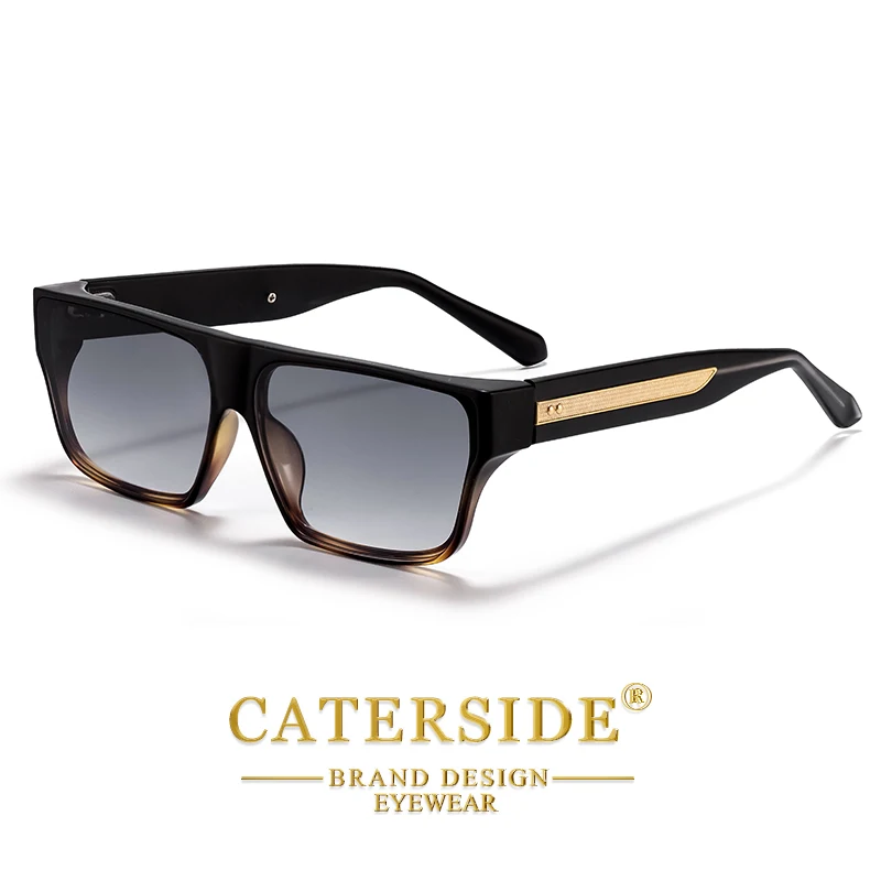CATERSIDE Quadratische Herren-Sonnenbrille, luxuriöse goldene Tempeldekoration, Sonnenbrille, modische Damen-Outdoor-Reisebrille, UV400 – Detail 5