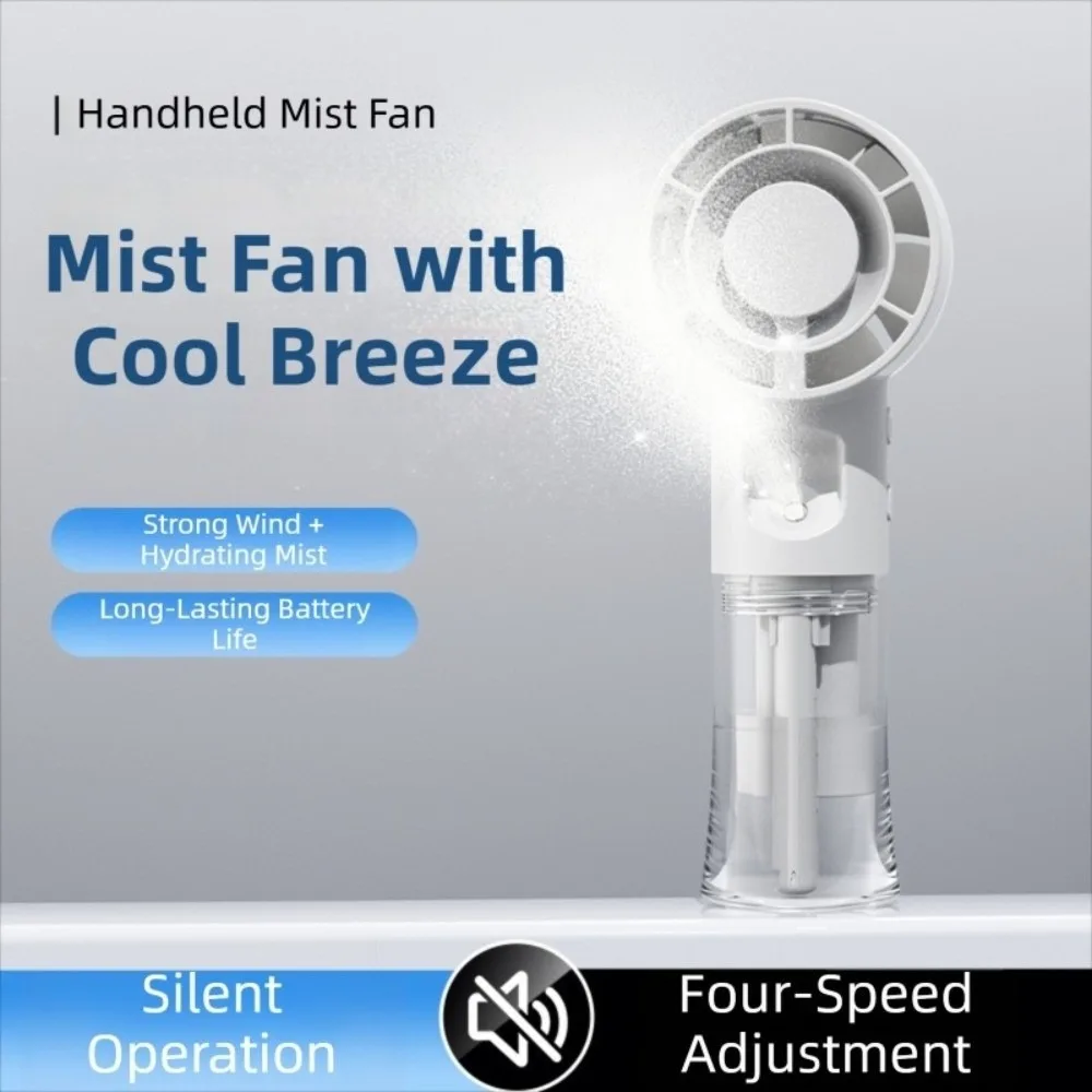 USB Rechargeable Portable Handheld Misting Fan with 4 Adjustable Speeds Low Noise Operation Mini Spray Fan Long-Lasting Battery