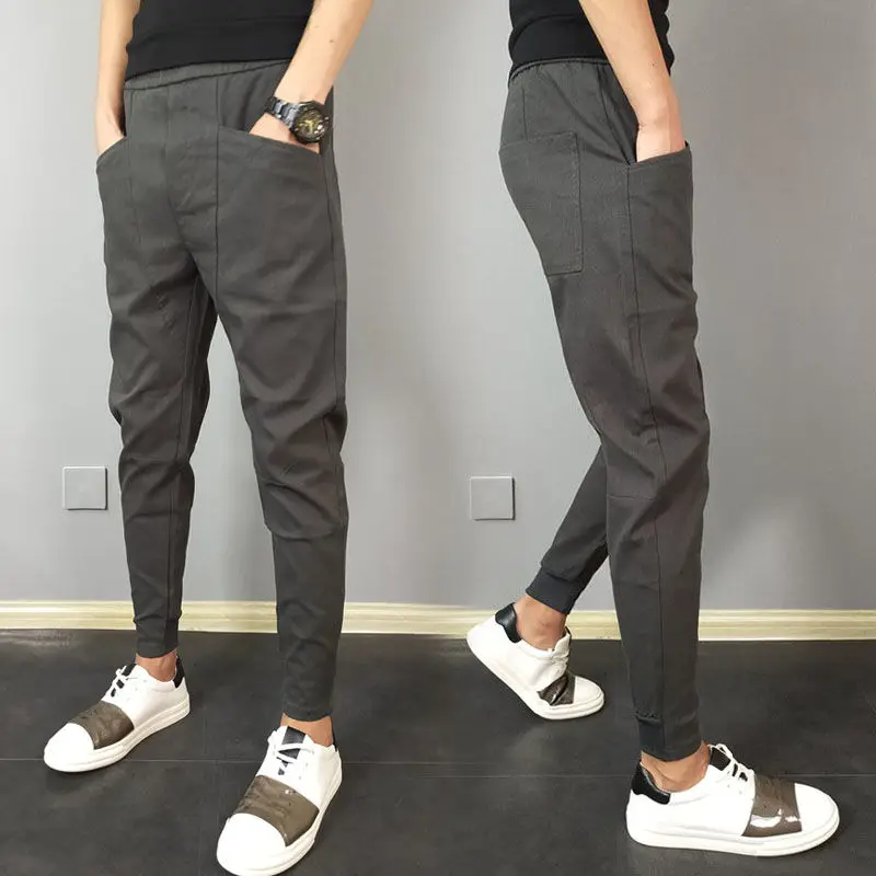 

New Men Trendy Brand Slim Fit Harem Pants Sports Versatile Nine-point Pants for Small Feet Casual Trousers