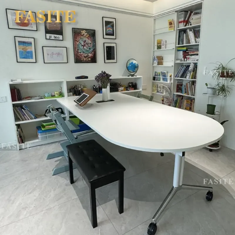 For Folding Conference Table Removable Splicing Desk Cabinet Integrated Wall Mounted Workstation with Wheels Multi Function