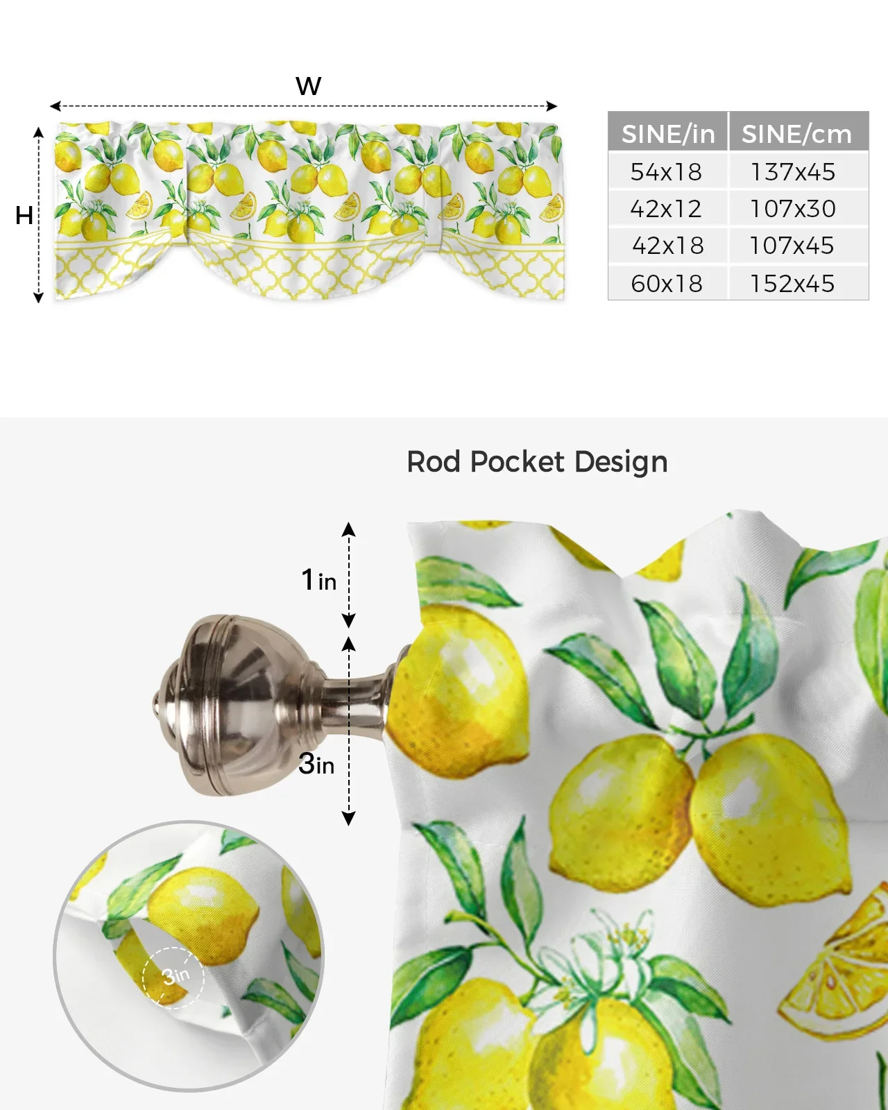 Fruit Fresh Lemon Yellow Moroccan Window Valance Curtain Kitchen Cafe Short Curtains Living Room Tie-Up Valance Curtain