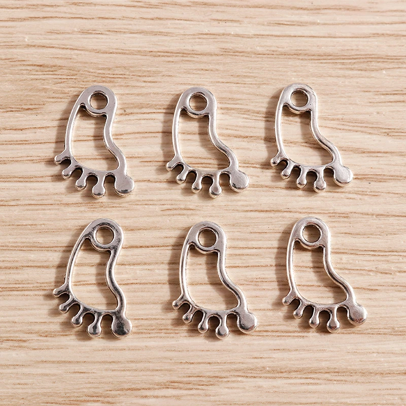 Tusember 50 Stück Legierung 10*14mm Niedliche Baby-Fußabdruck-Anhänger für Halsketten Ohrringe Handgemachte Modeschmuck-Herstellung Anhänger – Detail 12