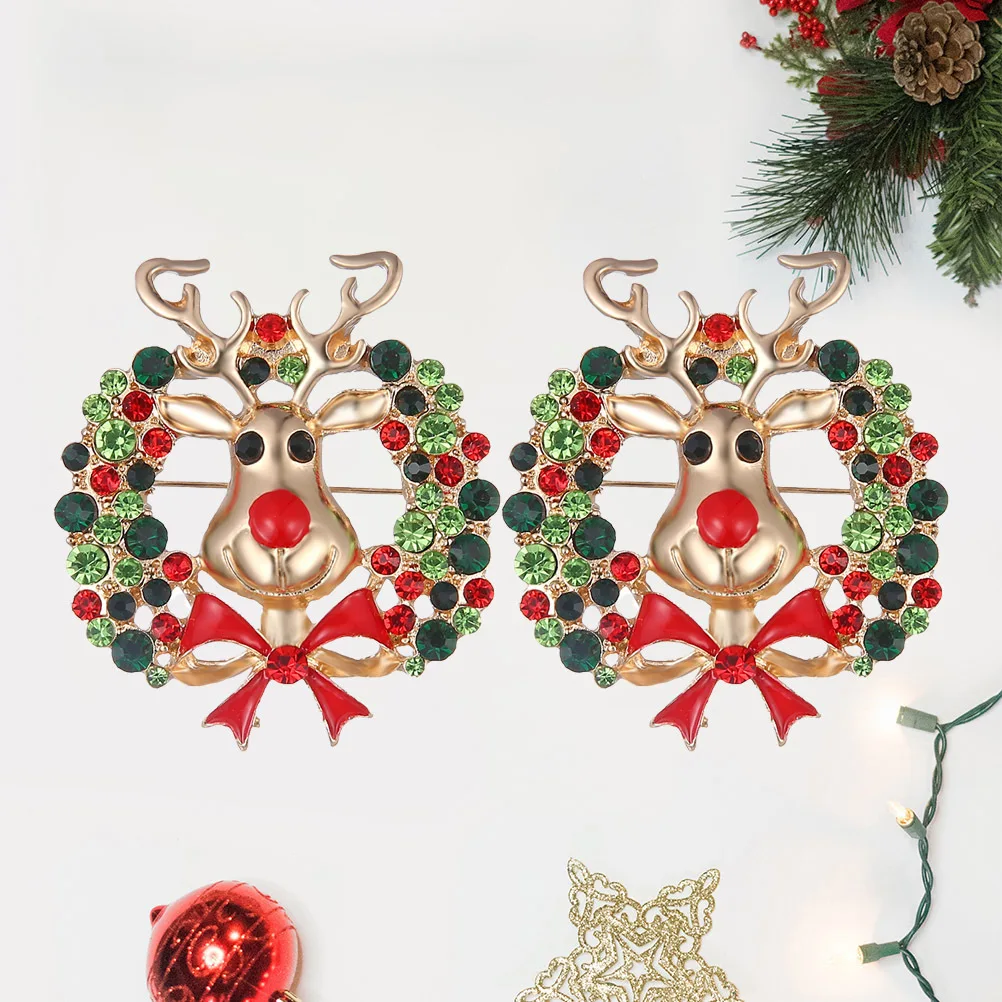 2 قطعة إِلْكَة عيد الميلاد رئيس جارلاند بروش سبيكة غرامة براعة دائم طويلة الأمد زي مجوهرات للجنسين بروش