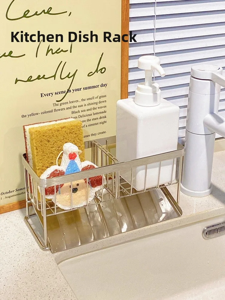 

Stainl Steel Kitchen Sink Disinfecting elf Multi-Function New Sle Countertop Water Drainage Ra Cloth Storage Holder