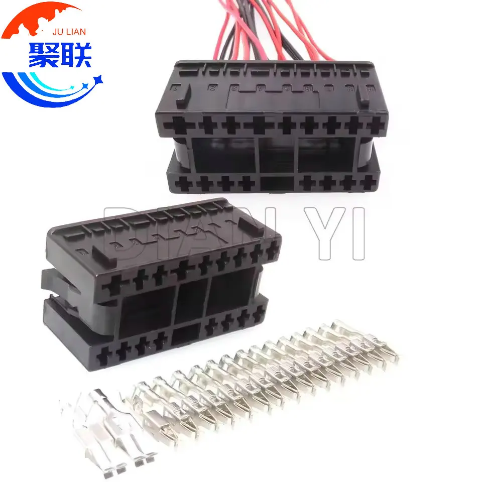 1Set 17Pin Auto Wire Cable Unsealed Connectors With Cables 1J0 972 999 Car Headlight Composite Socket 1J0972999 For VW