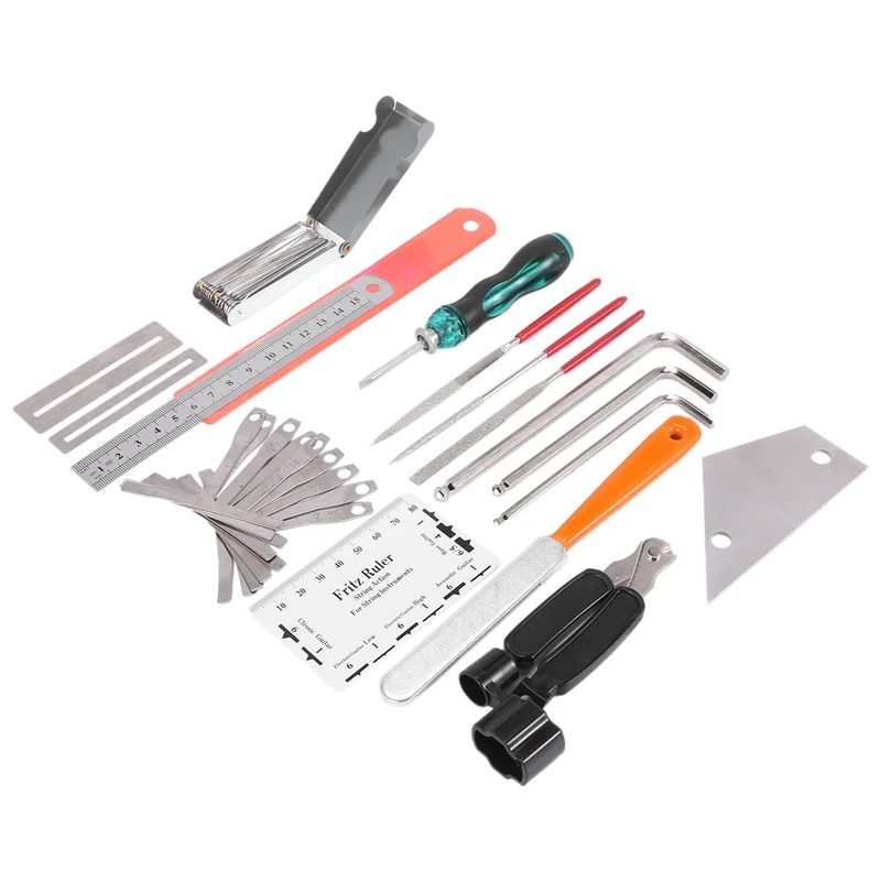 Gitaar Tool Kit Repareren Onderhoud Gereedschap String Organizer String Actie Ruler Gauge Meten Inbussleutel Set
