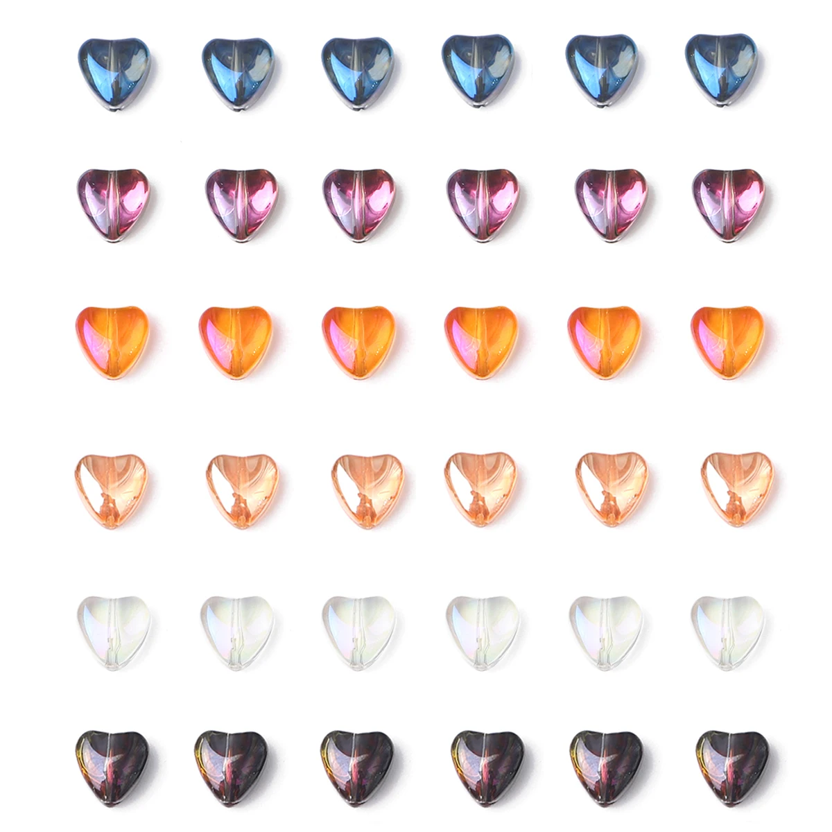 

20PCS 8MM Heart Shiny Colors Crystal Glass Beads Love Spacer Loose Bead Diy For Jewelry Making Supplies Accessories