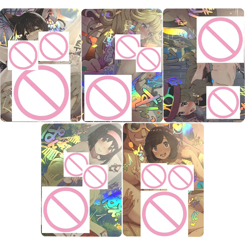 

Sexy Waifu Collection Card Anime PTCG Lillie Lusamine Selene Lana Big Breasts Naked Girl Card Refractive Color Flash Otaku Gift