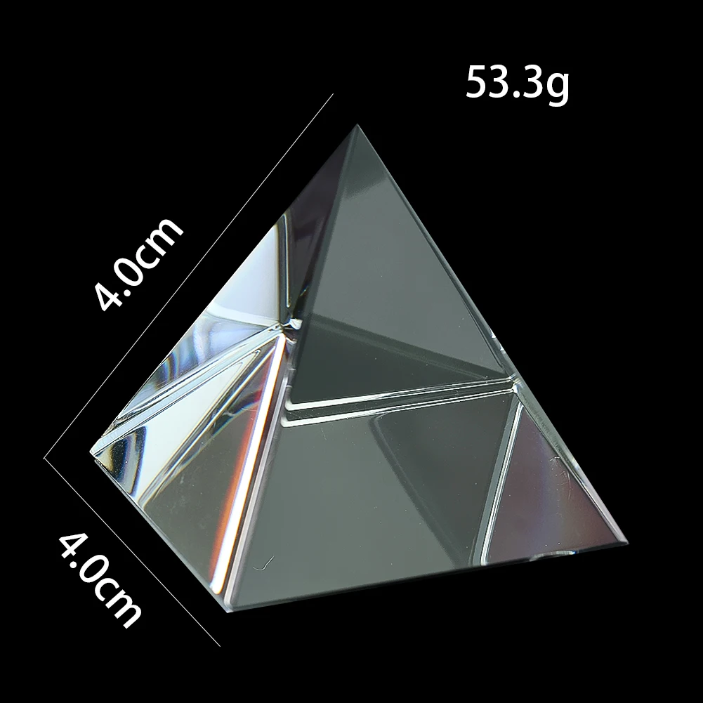 40mm Clear Prism Egypt Pyramid Geometry Glass Crystal Ornament Cone Paperweight Craft Aurora Optics Refraction Energy Desk Decor