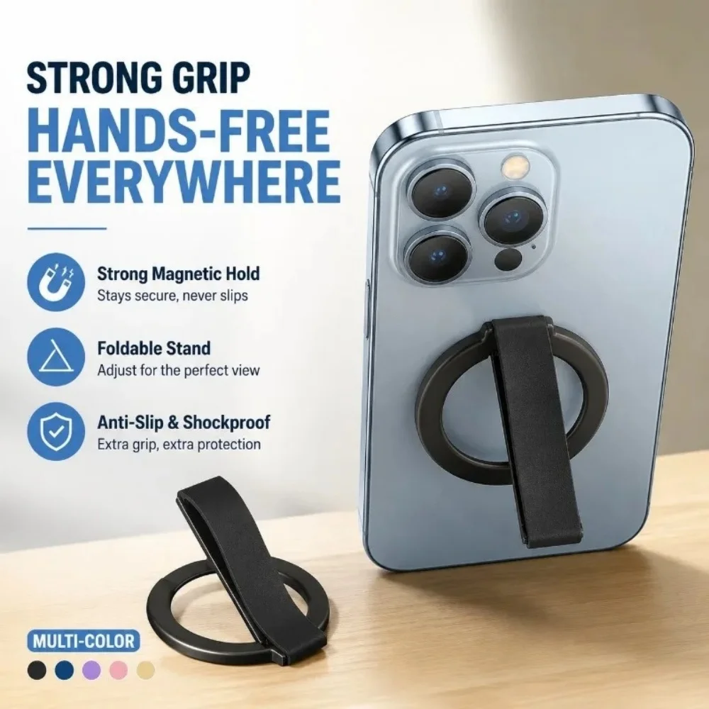 Magnetic Mobile Phone Holder Finger Ring Grip Stand Aluminum Alloy Desktop Foldable Cellphone Bracket for iPhone Samsung Xiaomi