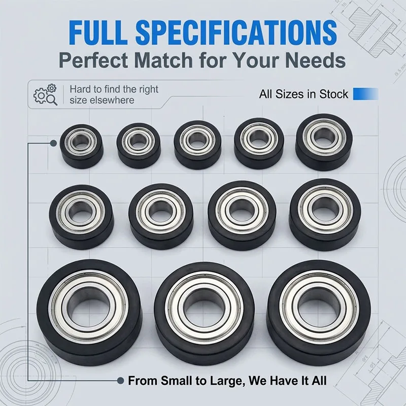 5pcs DIY Machine Low Noise PU Ball Bearing Sliding Polyurethane Roller 6x20x8.5 PU60620-8.5 TPU Rubber Bearing Pulley Wheel 20mm