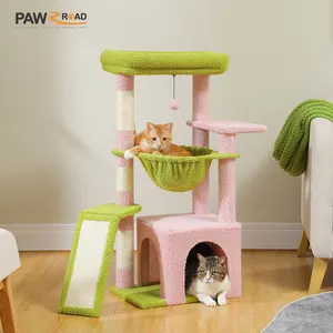 Pohon Kucing untuk Kucing Dalam Ruangan, Menara Kucing Kecil dengan Kondominium Kucing Besar, Tiang Garukan Kucing, Tempat Tidur Gantung Kucing yang Nyaman, dan Tangga Garukan Kucing 12 kastil kucing penjualan terbaik - №