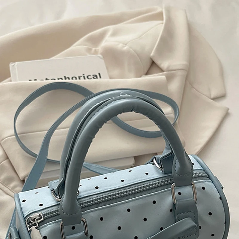 Koreanische Bogen Polka Dot Tasche Mode Bowler Tasche Farbe-blockiert Spitze Y2k Stil Handtasche Retro Süße Plaid Crossbody Zipper schulter Tasche – Detail 35