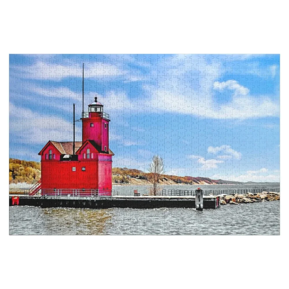 

“Holland Harbor Lighthouse” Jigsaw Puzzle Personalized Gift Ideas Jigsaw Custom Anime Puzzle