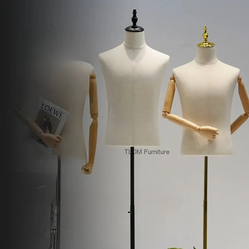 Male Dress Form with Adjustable Stand, Half-Body Mannequin for Wedding Suit Photography and Window Display Mannequins JT40M