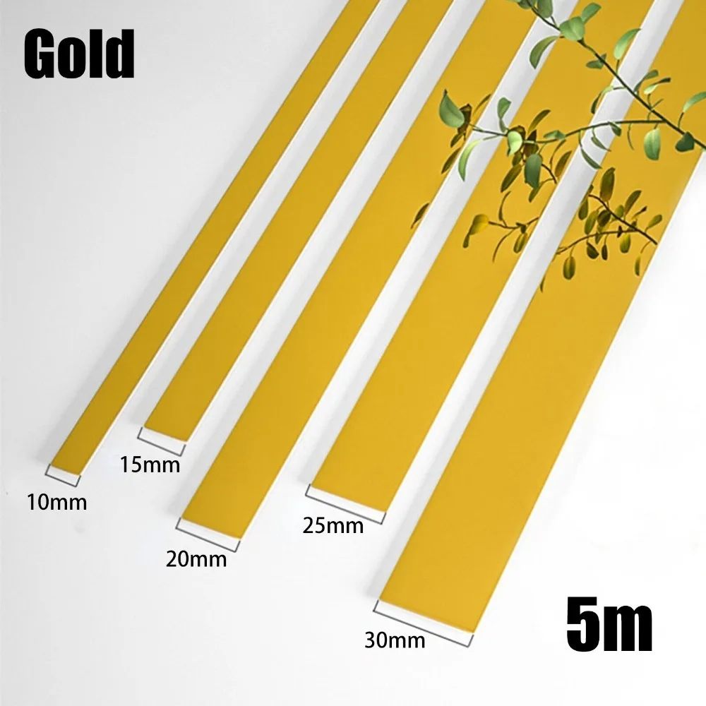 New 5M Mirror Wall Sticker Stainless Steel Self-adhesive Decorative Lines Strip Gold Wall Ceiling Edge Strip Living Room Decor