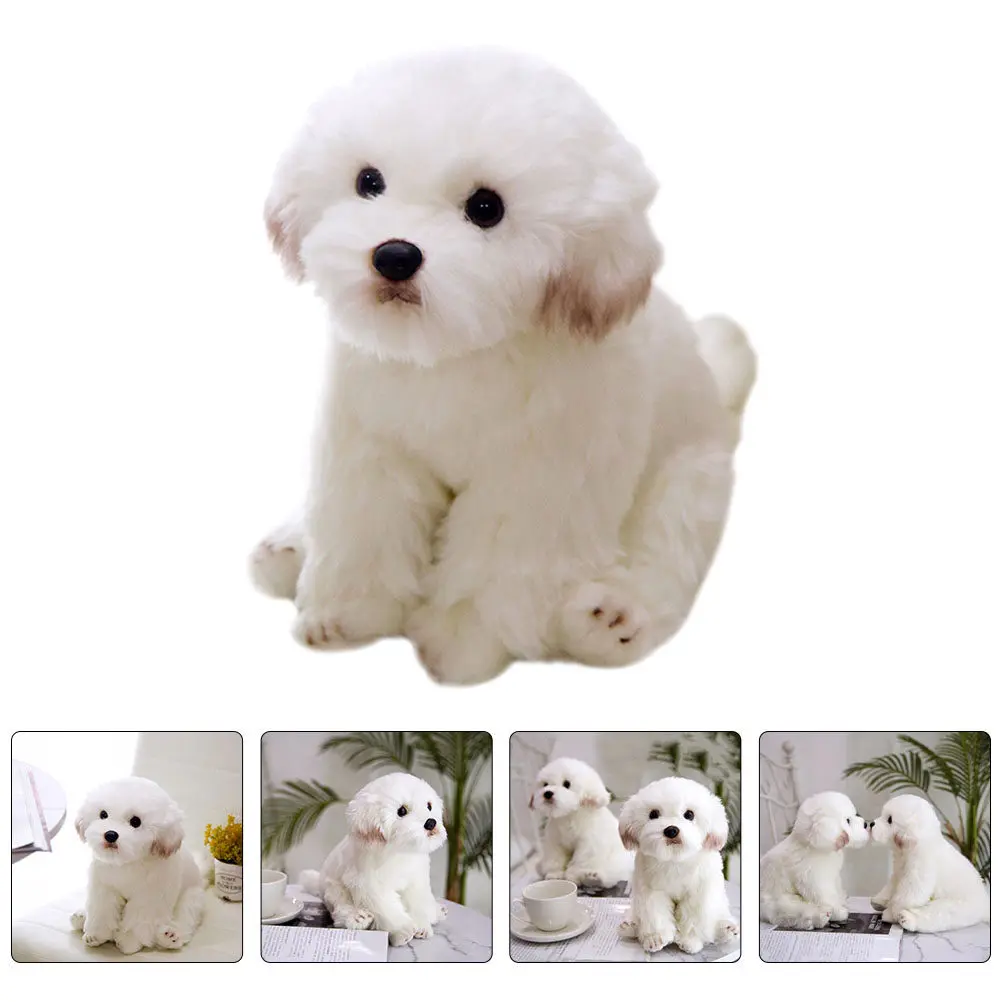 

Lifelike Sitting Stuffed Dog Decor Adorable Children Birthday Holiday Gift Simulation Puppy Dog for Friends Loved Ones