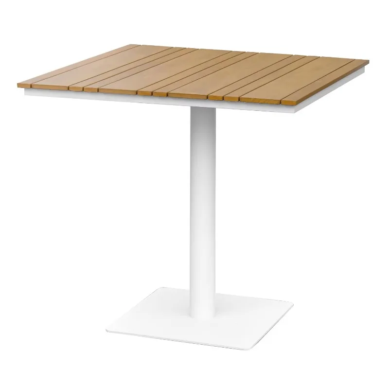 Hot Selling Modern Design Kayla Square Base Table with 80x80 Plastic Wood Tabletop