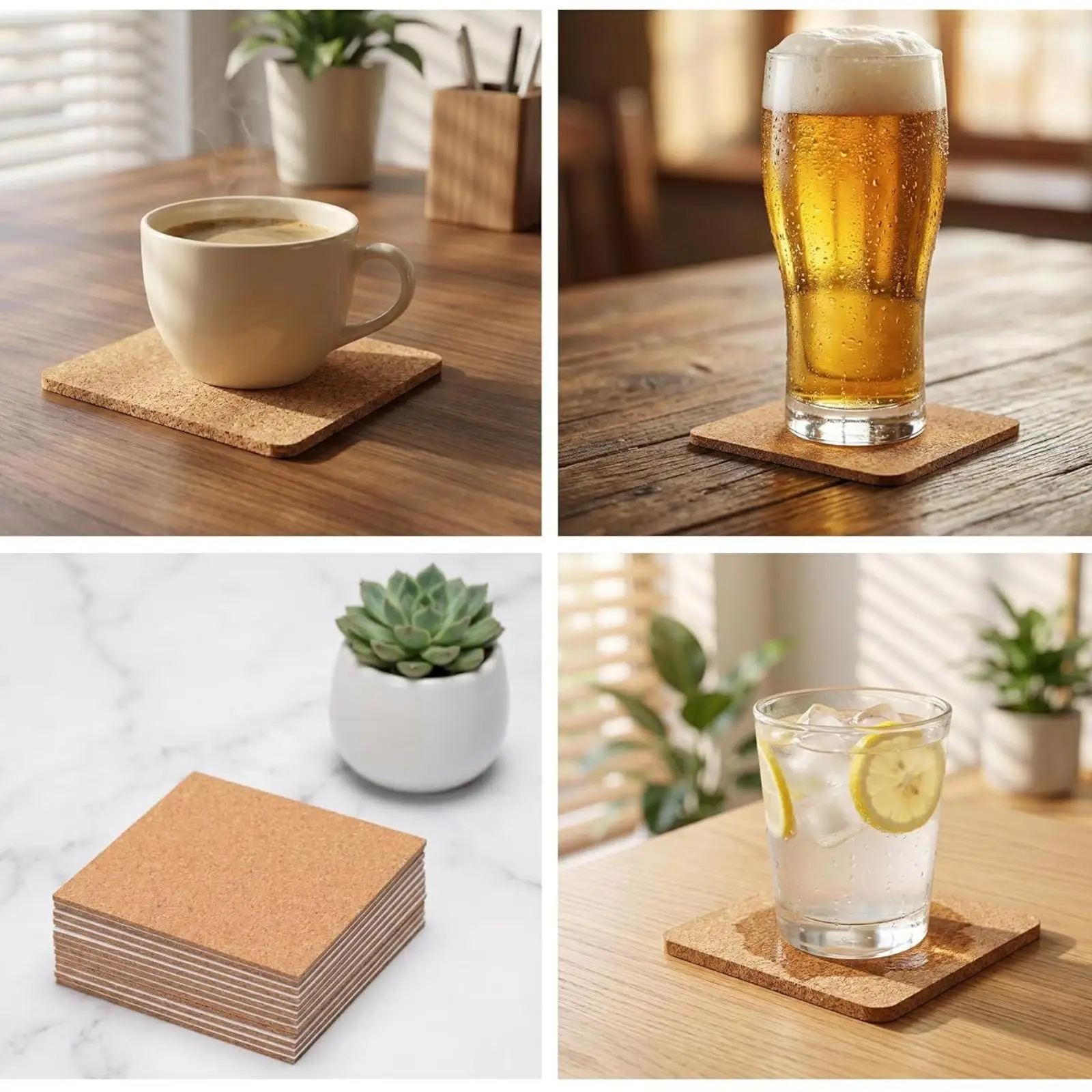 50 Pieces Self Cork Tile Peel-and 4 X 4 Cork Tile DIY Friendly Craft Material