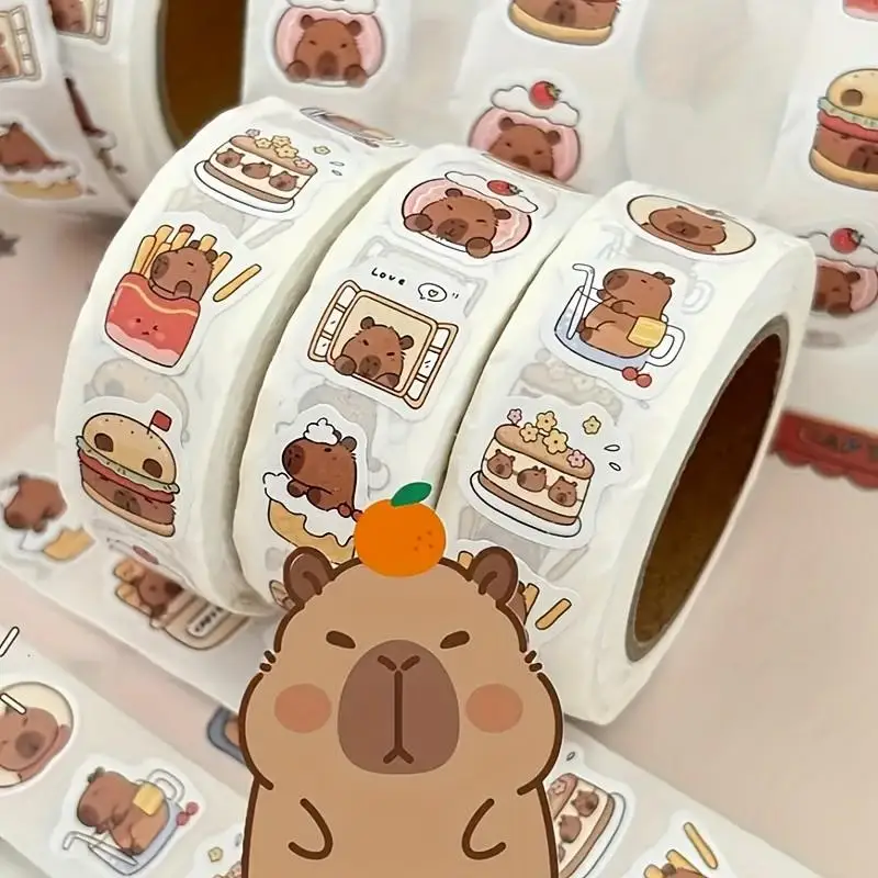 500/1000pcs Capybara Self-Adhesive Stickers,Ideal for Guitar Embellishments-Great for Laptops And Scrapbooks,Reward Gifts