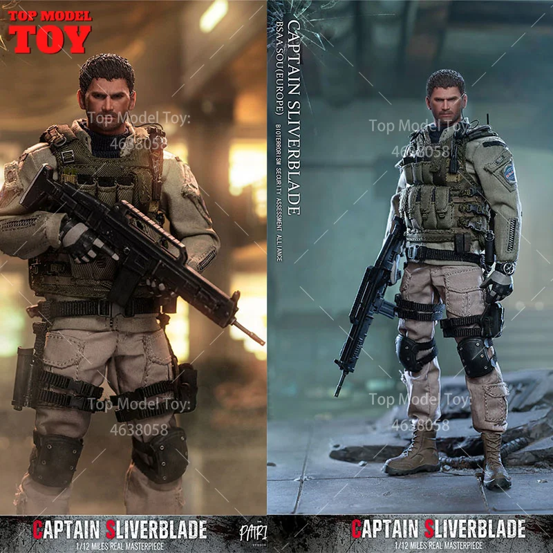 Patriot Studio 1/12 Scale ทหารชายกัปตัน Chris Silver Blade ทหารชุด 6 นิ้ว Action Figure Collection