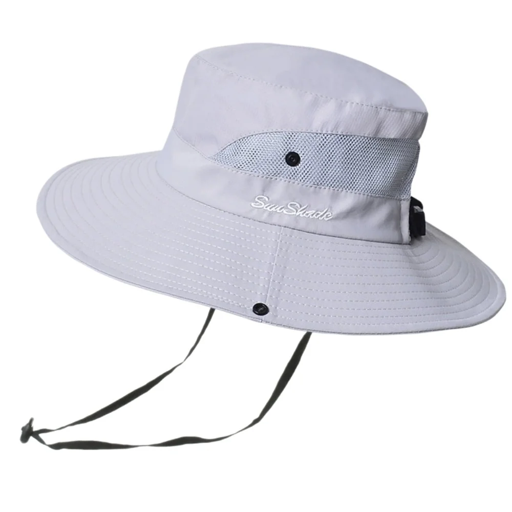 Women Ponytail Hole Fisherman Hat Polyester Breathable Summer Outdoor Folding Portable Sun Hat