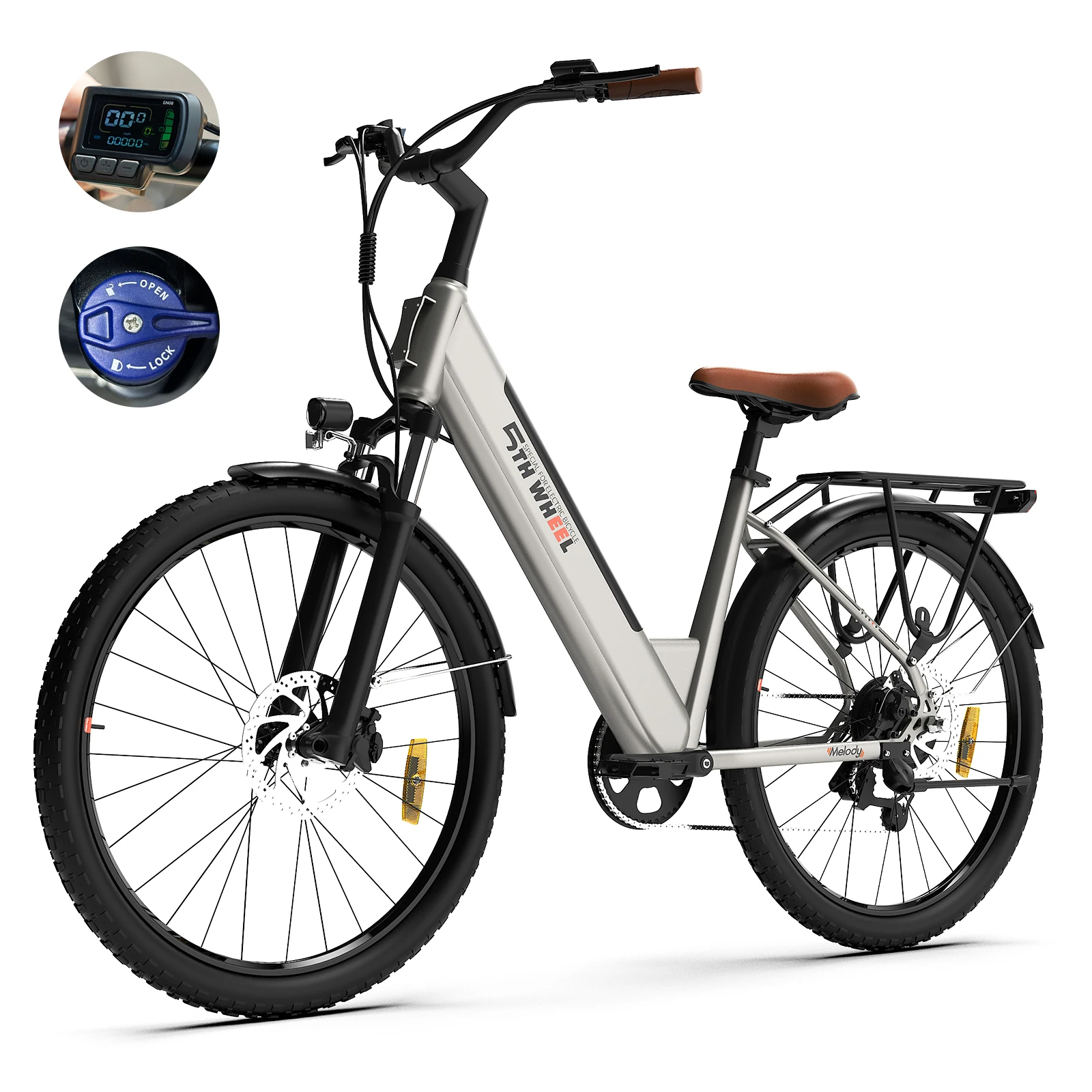 

Электрический велосипед 5TH WHEEL AB18 для взрослых с двигателем 350 Вт, 26-дюймовый электровелосипед со съемной батареей 36 В, 10,4 Ач