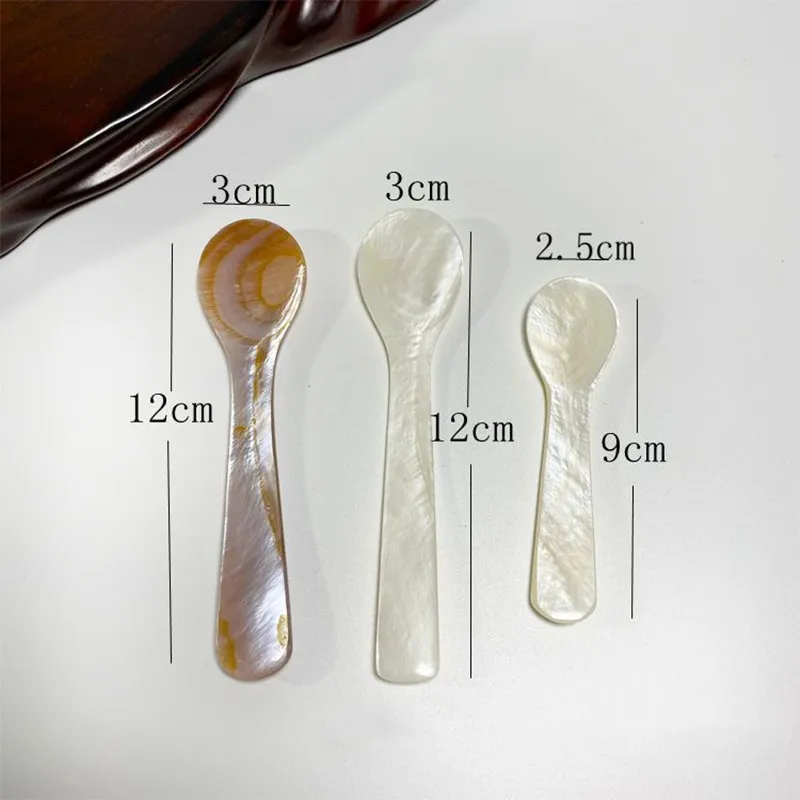 9-13CM Natural Shell Ice Spoon Cream Coffee Caviar Spoon Mother of Pearl Seashells Stirring Spoons Teaspoon Crafts dessert coffe