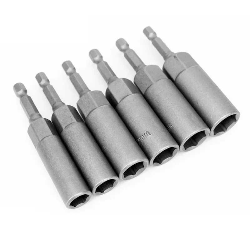 1pcs 8 10 12 14 17 mm Length Universal Bolt Nut Driver Sockets Bit Set Deep Electric Wrench Socket 1/4 Hex Shank Tools
