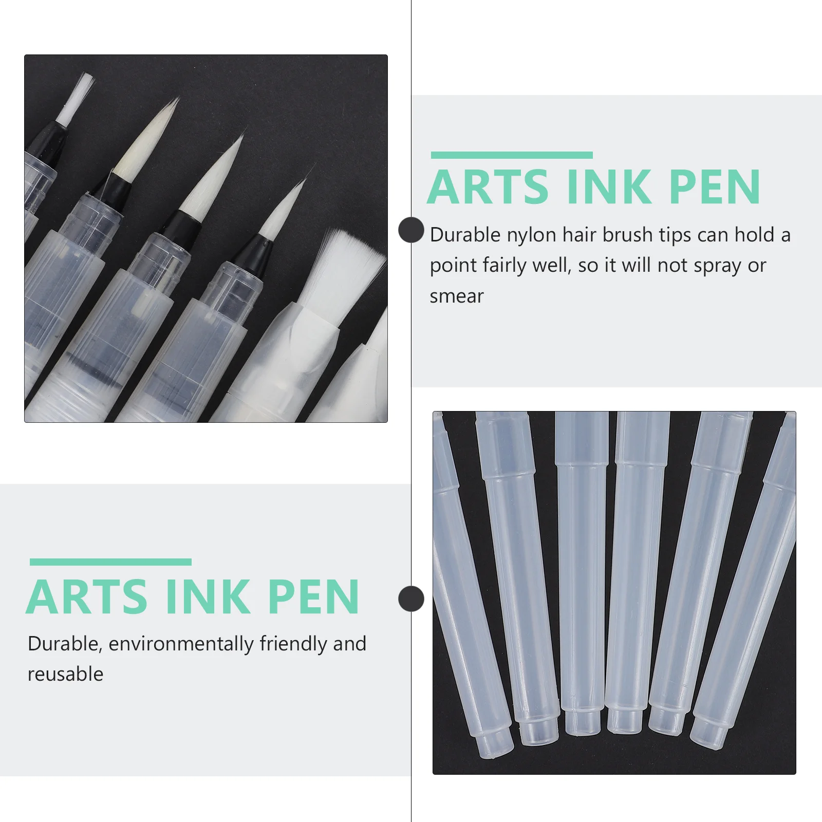 

6Pcs Watercolor Brush Pen Nylon Hair Tips for Fine Lines and Blending Colors Easy to Clean No Messy Watercolor