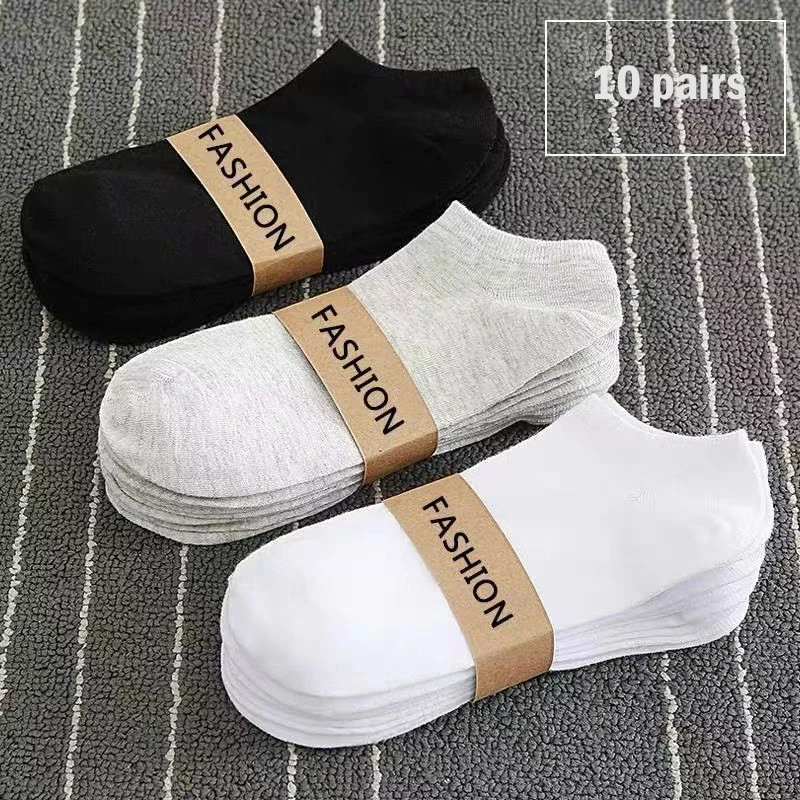 10 Pairs White Boat Socks For Women Men Invisible Low Cut Silicone Non-slip No-show Ankle Socks Casual Breathable Socks