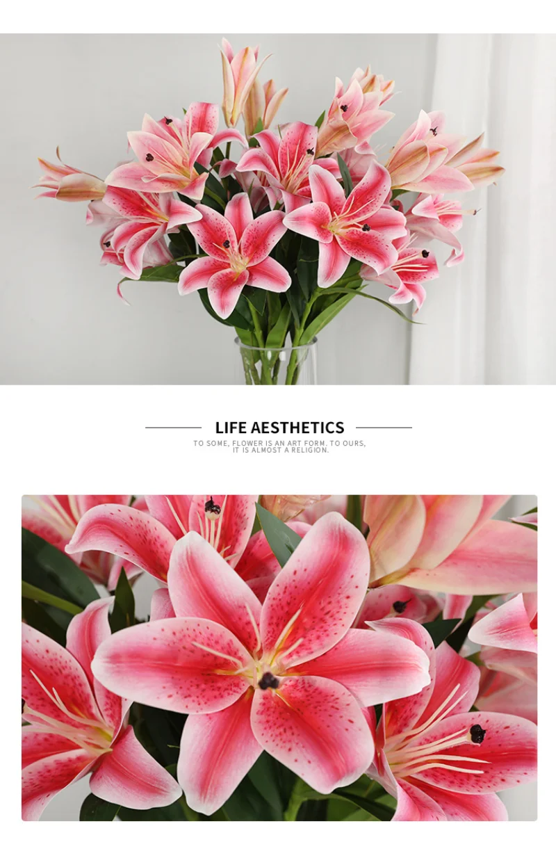 6 Colors Simulation Lily Bouquet Artificial Plants Home Decoration Wedding Arrangement Photography Props