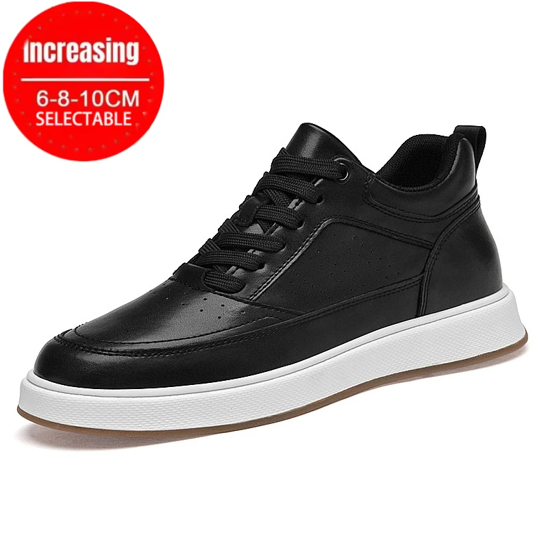 High Quality Men Sneakers Elevator Shoes for Men Fashion Casual Shoes Comfortable Leather Sports Shoes Height Increase 6/8/10cm