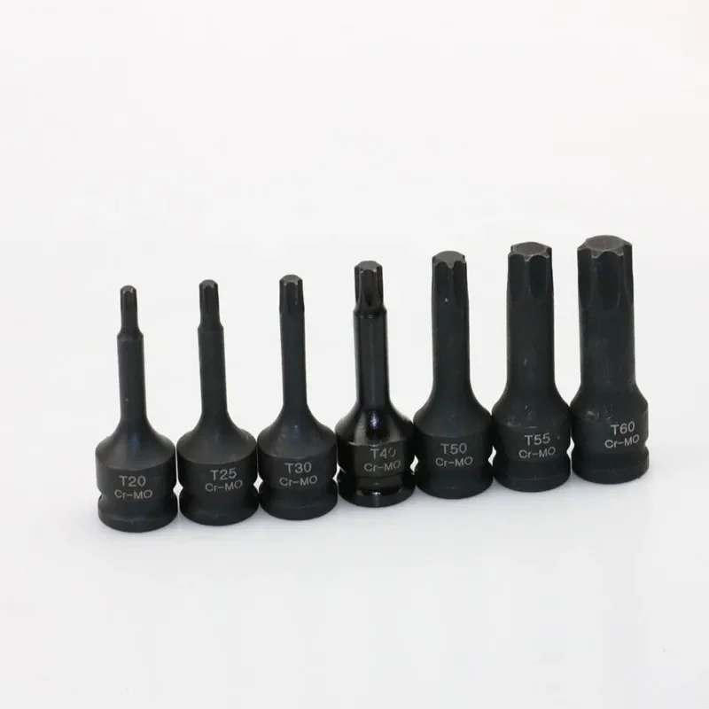 7pcs 3/8-Inch Drive Cr-Mo Metric Allen Hex Driver Impact Spline Bit Socket Set Size T20-T60 M5-M14