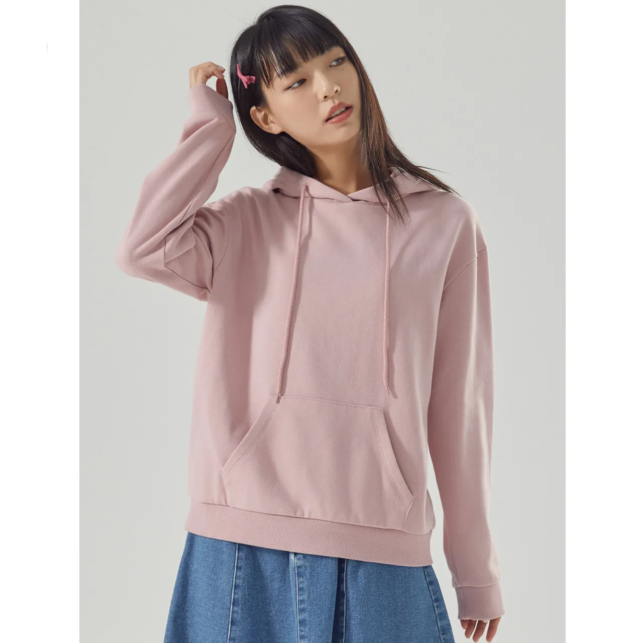 Metersbonwe Casual Perennial Knited Hoodies for Women, Monochrome Loose Hooded Jumper, Leisure Multicolor Pullover Tops