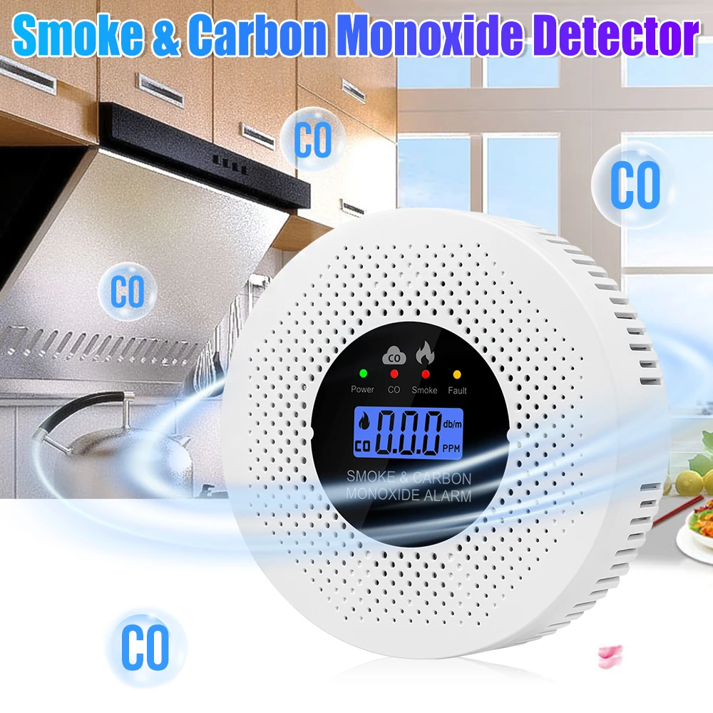 

Датчик дыма, сигнализация о дыме, детектор угарного газа, система пожарной безопасности для дома, система домашней безопасности, работает от батареек ﻿