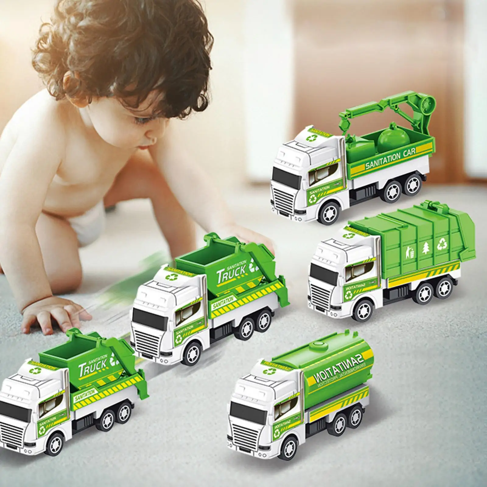 1pc Kids Toys Car Inertia Sanitation Truck Pull Back Plastic Model Engineering Vehicle Fire Engine Boys Toys For Children G L8y6